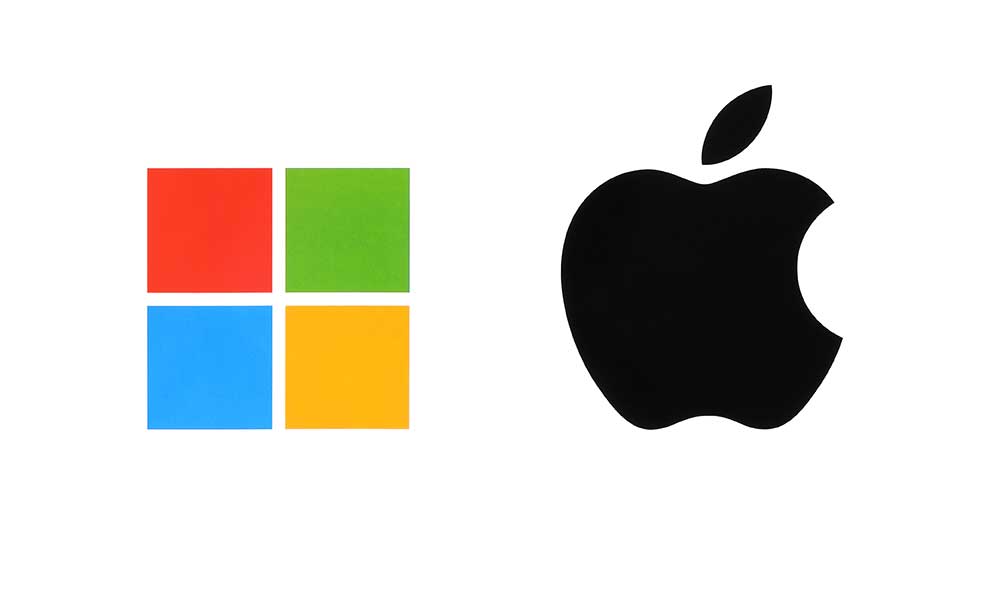 Mac vs. PC - Apple & Microsoft Logos